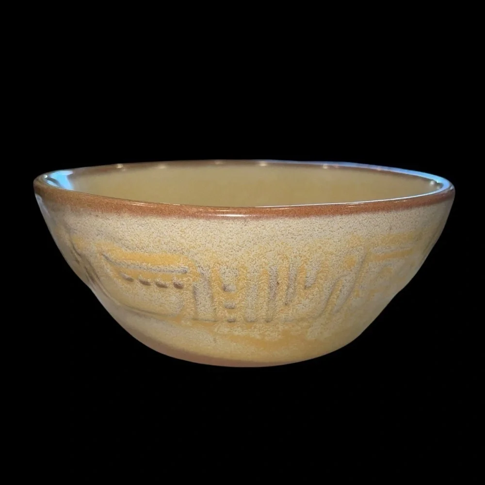 Vintage Frankoma Pottery Bowl #7X – Tan/Brown Glaze – 6” Diameter